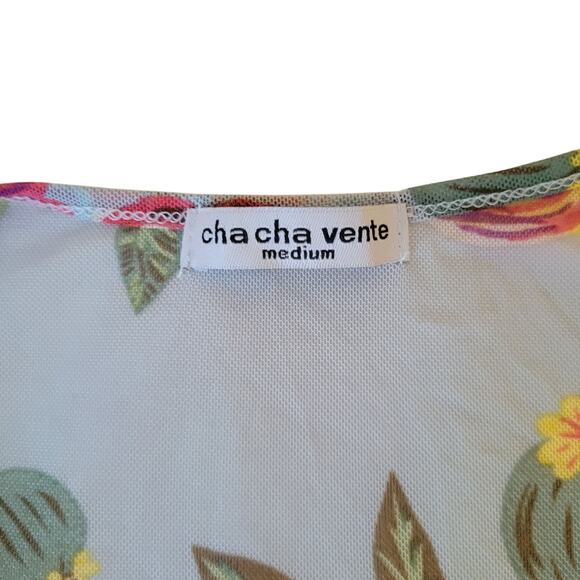 Vintage Y2k Cha Cha Vente Mesh Sheer Cold Shoulder top SM fairy whimsy Feminine - Picture 7 of 11